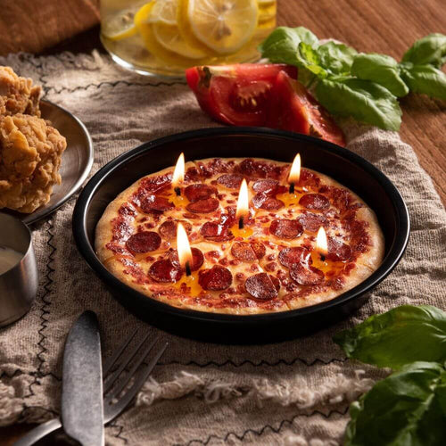 The pizza candle was light up and the candle comes with real baking tray